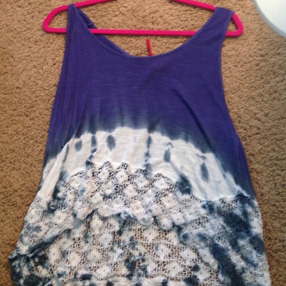 Dark blue and white tie dye tank