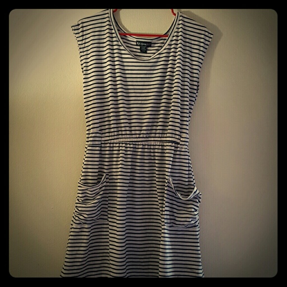 Blue and Cream Striped Dress