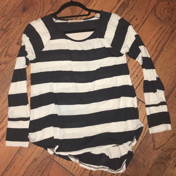 navy blue and white striped shirt
