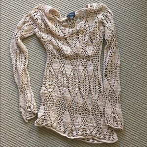 Beige/Nude Long Sleeve Crochet top/sweater
