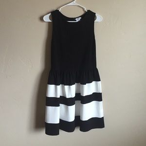 BAR III Black and White Striped Skater Dress