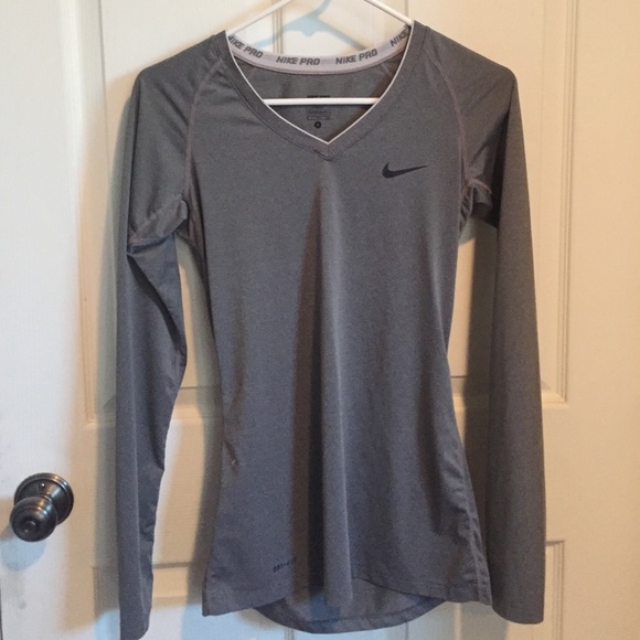 Nike Tops - Long sleeve grey Nike pro shirt!