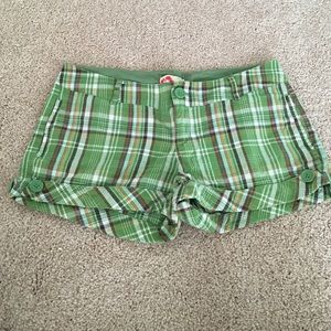 Green plaid shorts