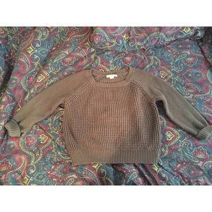 Cropped cable knit sweater