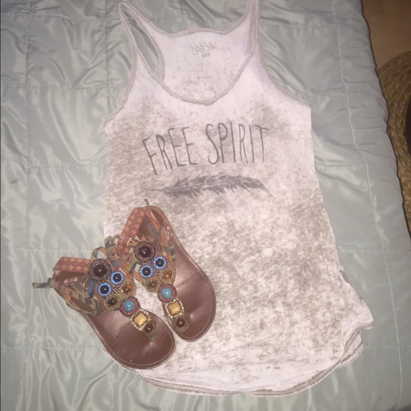 Free spirit tank in grey/olive burnout size M