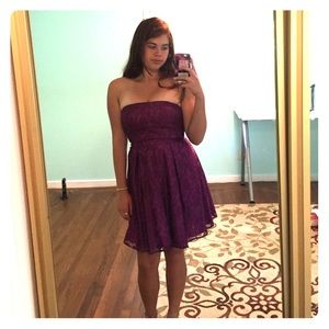 Strapless purple dress with subtle flower design