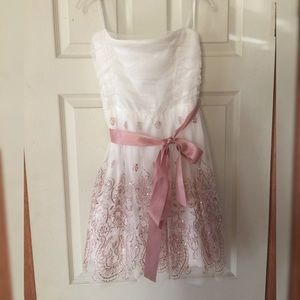 White and rose gold dress