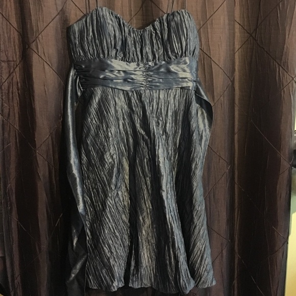 Charcoal Spaghetti strap crinkle cocktail dress