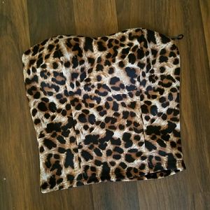 Cheetah Print Strapless Crop Top