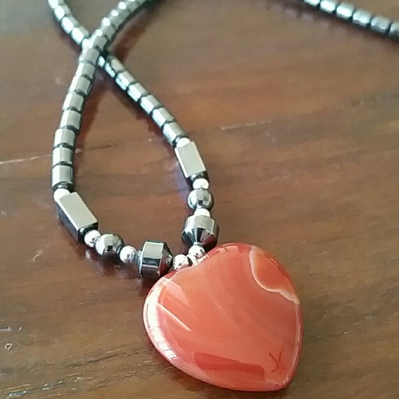 DONATING SOON  Carnelian Heart Hemitite necklace