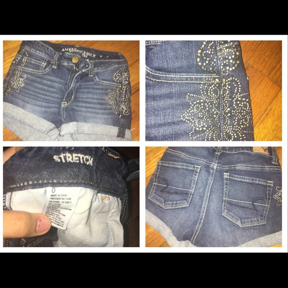 American eagle size 0 shorts embroidered