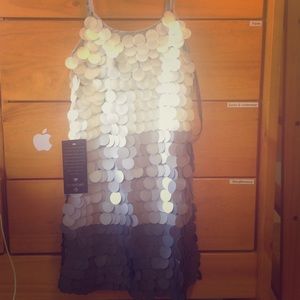 Bebe Large Sequin Dress Silver Ombré