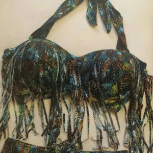 Plus 2 piece swim suit. Fringe on top