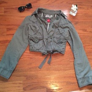 Mossimo cropped green/brown jacket