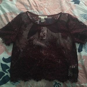 Eggplant Lace Crop Top