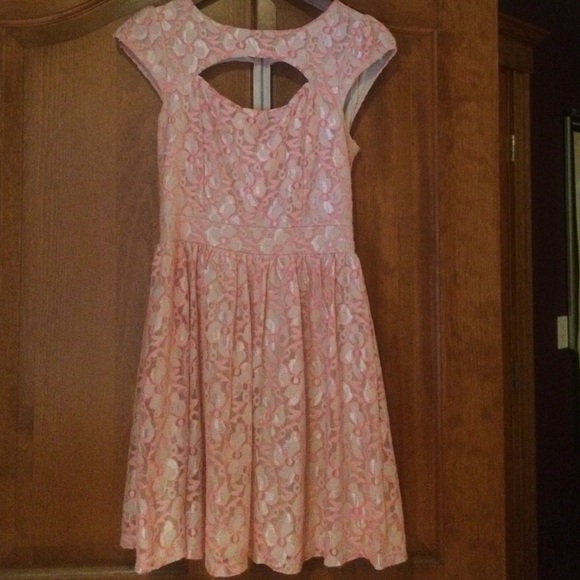 Super fun off white and neon pink dress