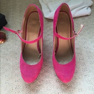 Mary Jane style hot pink heels