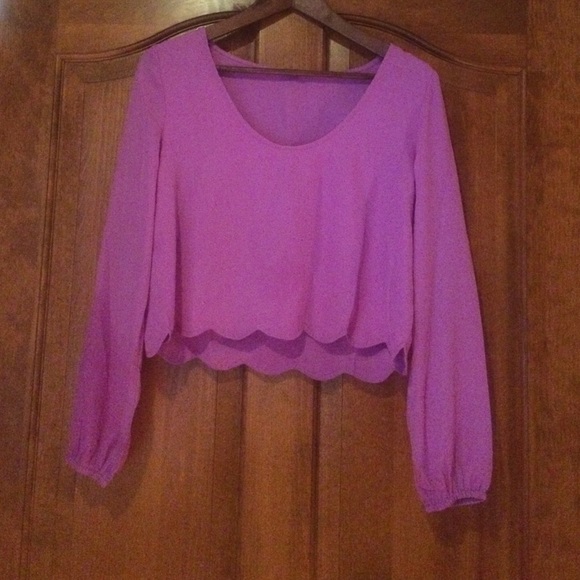 Purple long sleeve crop top