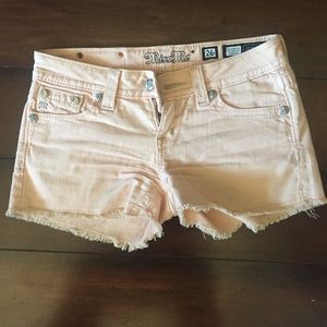 Peach cute Miss Me frayed cutoff shorts
