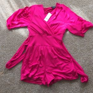 Pink NWT Bebe Cold Shoulder Kimono Romper