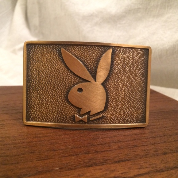Vintage Brass Belt Buckle- Playboy Logo