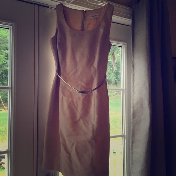Cream Calvin Klein sheath dress. Size 4P.