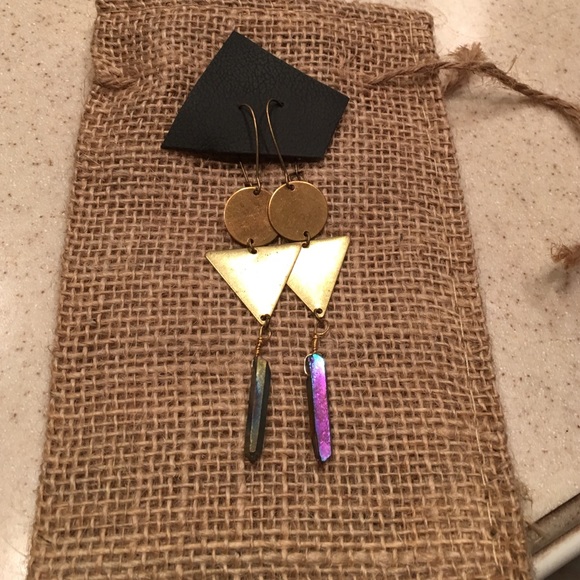 Gold earrings with crystal attachment!