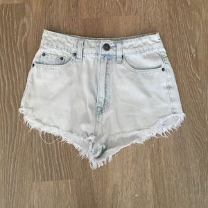 BDG high waisted light denim shorts