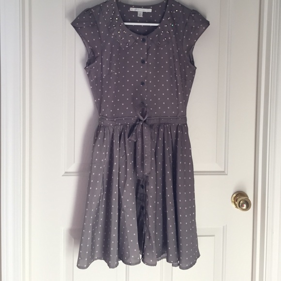 Lauren Conrad dress grey/blush polkadot