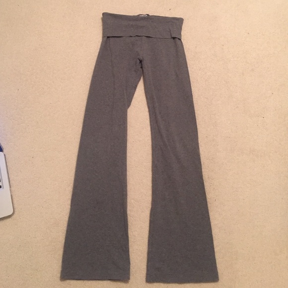 Hard Tail Heather Gray Fold-over Yoga Pants