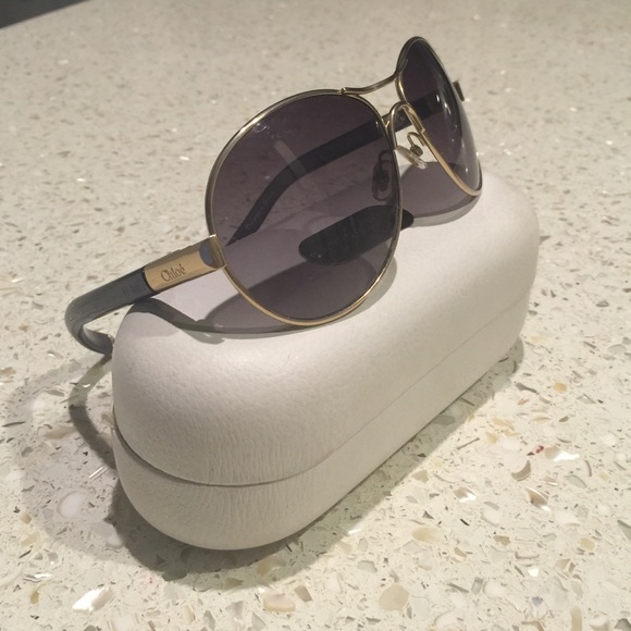 Chloe Aviator Oversize Dark Grey Sunglasses
