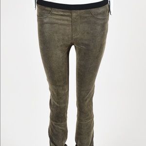 Helmut Lang Grey Suede Leather Legging Pants