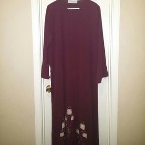 burgundy Al Karam Qadri abaya