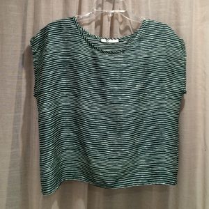 Green & white striped top