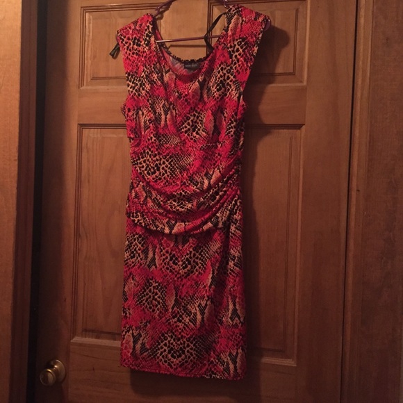 Bisou Bisou Coral and Black Dress