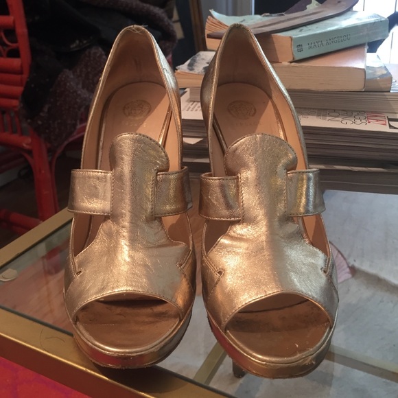 Gold Versace heels
