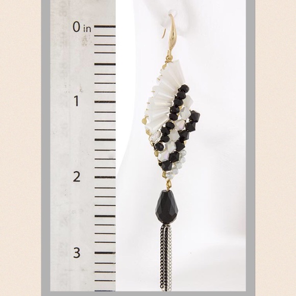 Semi Precious Stone Ornate Chain Tassel Earrings - Picture 3 of 4