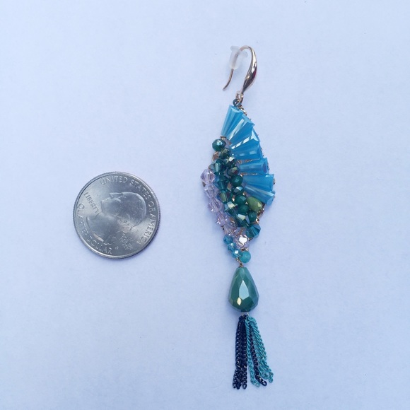 Semi Precious Stone Ornate Chain Tassel Earrings - Picture 4 of 4