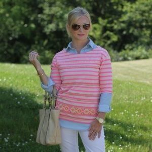 J. Crew Neon Striped Aztec Print Shirt size: M