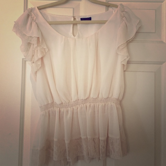 UK brand: Miss Selfridge flutter ivory top