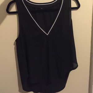 Sheer hi-low varsity top