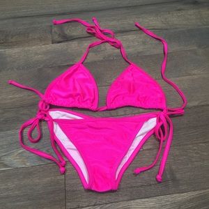 Custom Made Neon Pink String Bikini