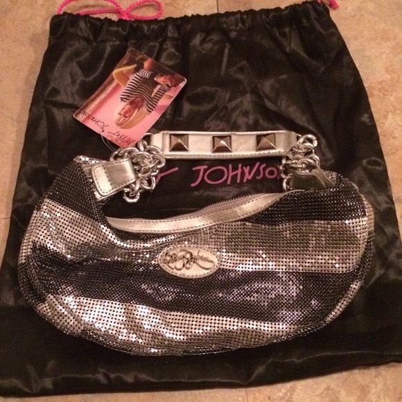Betsey Johnson silver and black purse