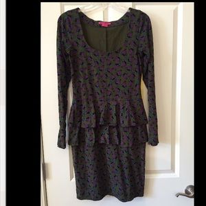Rare Betsey Johnson Devil Print Peplum Dress (L)