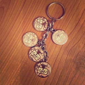 Coach keychain pink with perfume logo detail