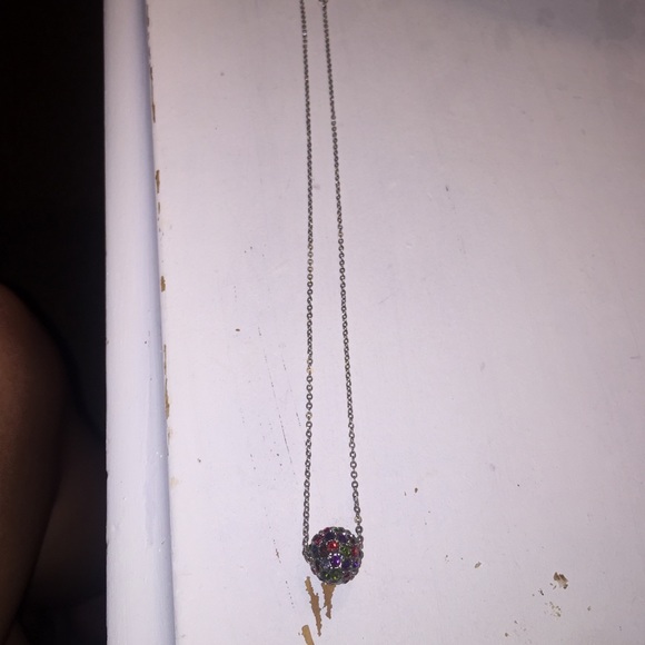 Multi colored crystal ball necklace
