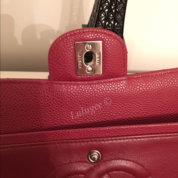 💯Authentic CHANEL Dark Red Cavier Medium Flap - Picture 4 of 9