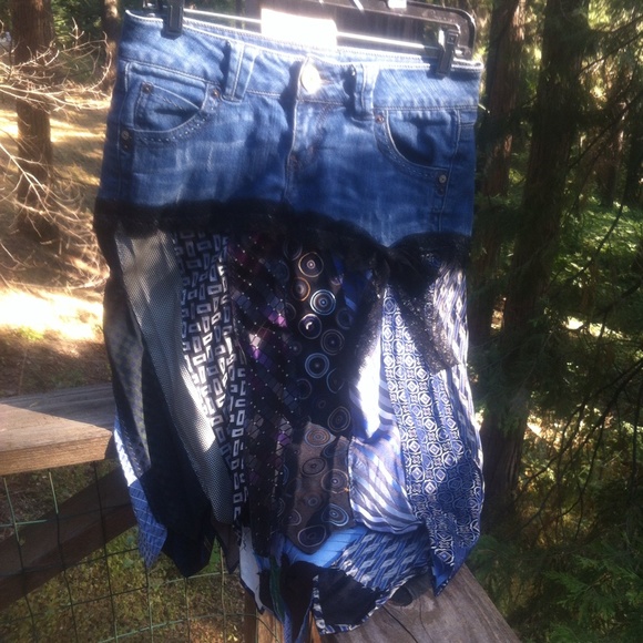 kreativekristen  Dresses & Skirts - Up cycle tie and denim skirt