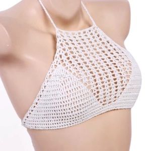PRICE DROP White/Cream crochet halter top