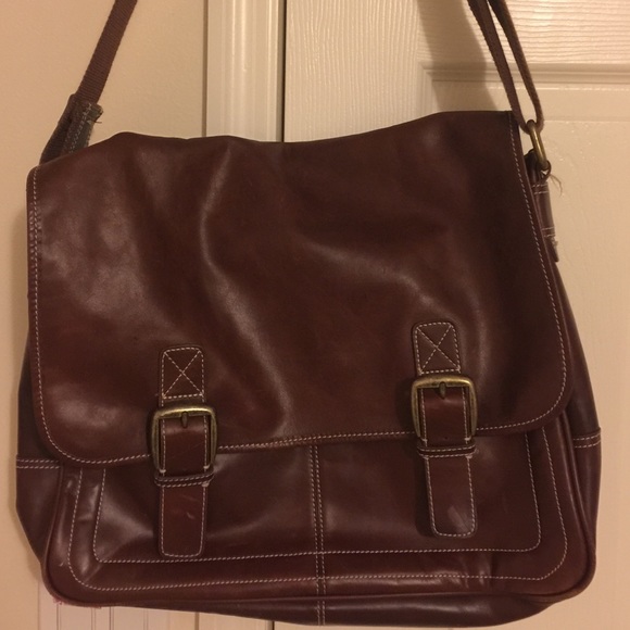 Large Leather Fossil Messenger Bag Brown Unisex